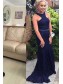 Mermaid Long Blue Beaded Lace Prom Formal Evening Party Dresses 996021486