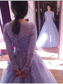 Ball Gown Purple Long Sleeves Lace Prom Formal Evening Party Dresses 996021491 Ball Gown Purple Long Sleeves Lace Prom Formal Evening Party Dresses 996021491