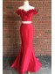 Mermaid Two Pieces Prom Formal Evening Party Dresses with Handmade Flowers 996021503