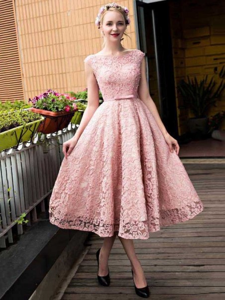 Pink Lace Prom Homecoming Cocktail Graduation Dresses 996021524