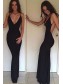 Sexy Long Black Mermaid V-Neck Prom Formal Evening Party Dresses 996021526