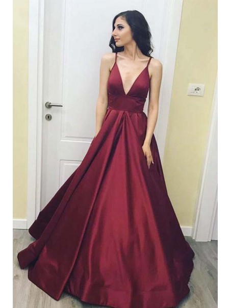 Simple V Neck Long Prom Evening Formal Dresses 996021536