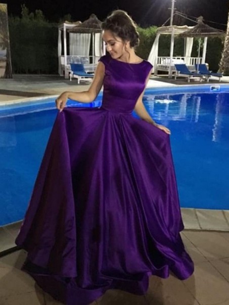 Ball Gown Simple Prom Dresses Satin Floor Length Evening Gowns 996021539