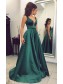 Elegant V-Neck Long Green Prom Evening Formal Dresses 996021541