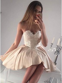 Short Sweetheart Prom Dress Sleeveless Appliques Homecoming Party Dresses 996021555