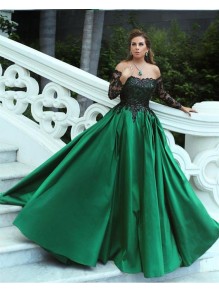 Ball Gown Long Sleeves Lace Satin Prom Evening Formal Dresses 996021566 Ball Gown Long Sleeves Lace Satin Prom Evening Formal Dresses 996021566