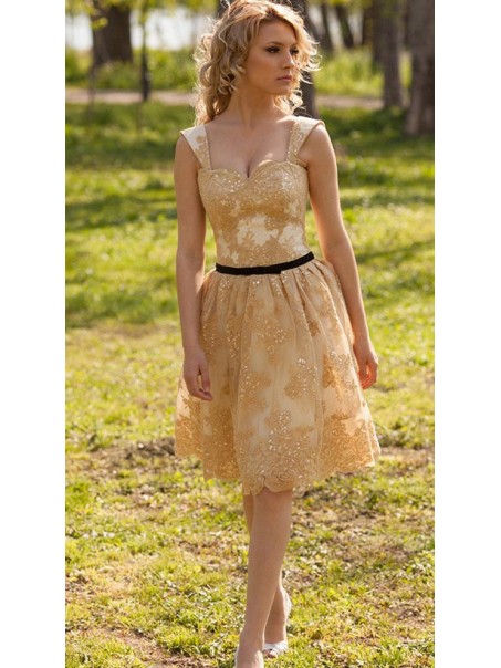 Short Lace Appliques Knee Length Homecoming Party Prom Dresses 996021568