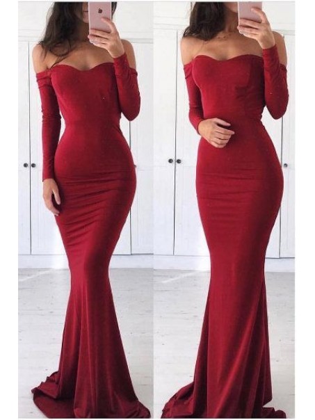Mermaid Long Sleeves Long Prom Evening Formal Dresses 996021569