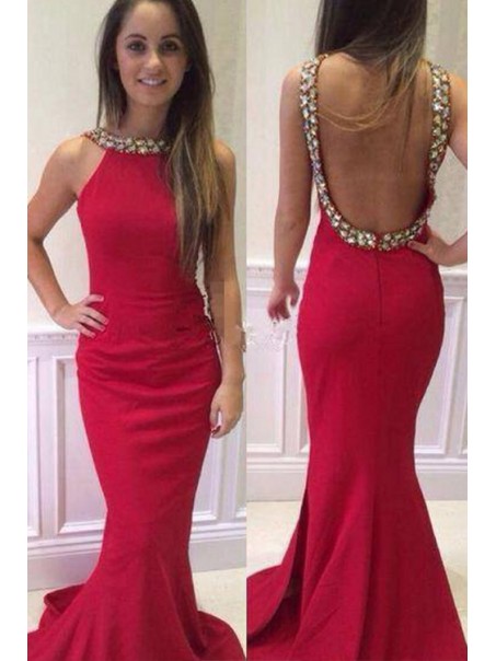 Trumpet/Mermaid Beaded Long Red Backless Prom Evening Formal Dresses 99602157 Trumpet/Mermaid Beaded Long Red Backless Prom Evening Formal Dresses 99602157