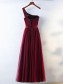 A-Line One-Shoulder Tulle Long Prom Evening Formal Dresses 996021574