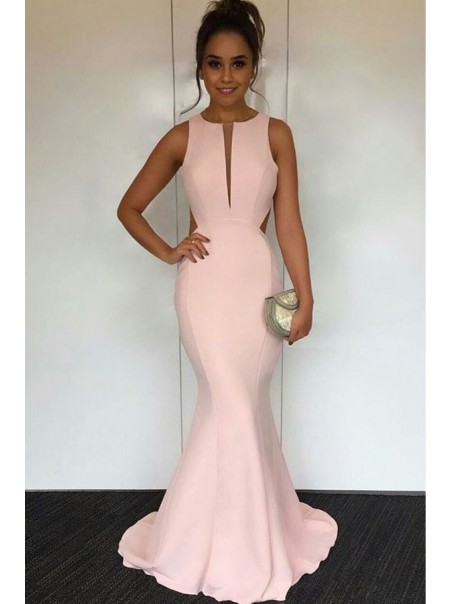 Long Pink Mermaid Open Back Prom Dresses Evening Party Dresses 996021581
