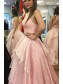 Two Pieces Pink Long Beaded Prom Dresses Evening Party Dresses 996021583