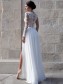 Long See Through Sleeves Lace Top Chiffon White Prom Evening Formal Dresses 99602159 Long See Through Sleeves Lace Top Chiffon White Prom Evening Formal Dresses 99602159