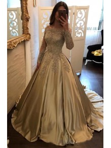 Long Sleeves Lace Ball Gown Prom Dresses Evening Gowns 996021592