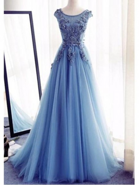 A-Line Long Blue Lace Prom Dresses Formal Evening Dresses 996021602 A-Line Long Blue Lace Prom Dresses Formal Evening Dresses 996021602