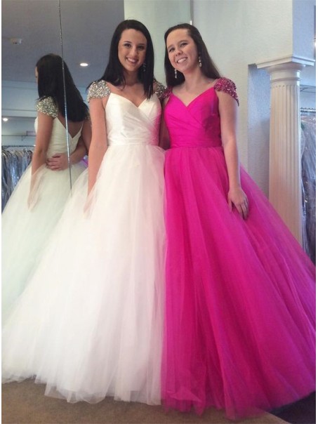 Beaded Tulle Ball Gown Long Prom Dresses Formal Evening Dresses 996021617