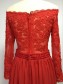 Long Sleeves Lace Appliques Top Off-the-Shoulder Red Prom Evening Formal Dresses 99602162