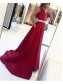 A-Line Beaded V-Neck Long Prom Dresses Formal Evening Dresses 996021622