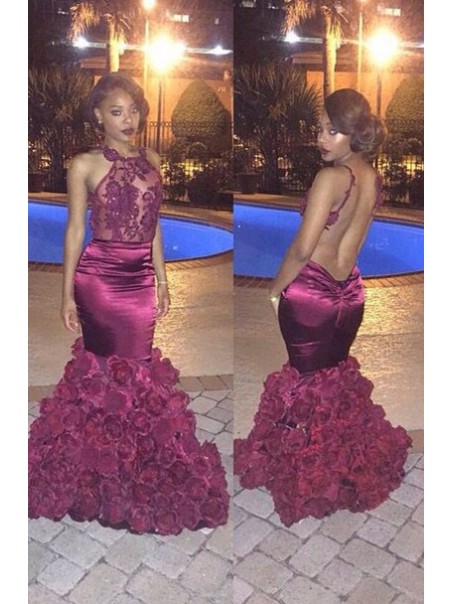 Sexy Long Purple Backless Lace Top Mermaid Prom Evening Formal Dresses 99602163