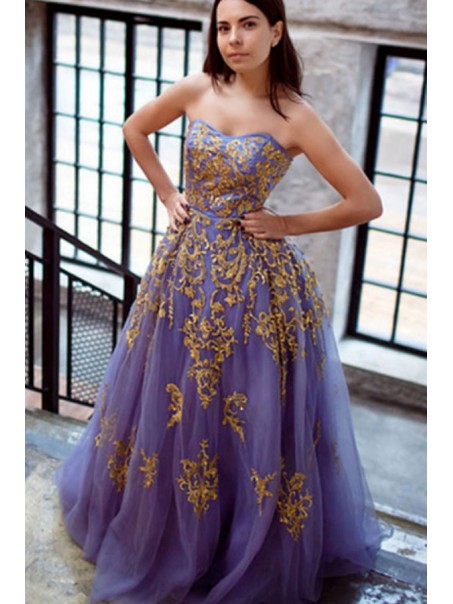 Ball Gown Tulle Gold Lace Appliques Long Prom Dresses Formal Evening Dresses 996021631 Ball Gown Tulle Gold Lace Appliques Long Prom Dresses Formal Evening Dresses 996021631