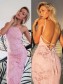 Long Pink Mermaid Lace Prom Dresses Formal Evening Dresses 996021633
