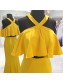 Mermaid Two Pieces Long Yellow Prom Dresses Formal Evening Dresses 996021635