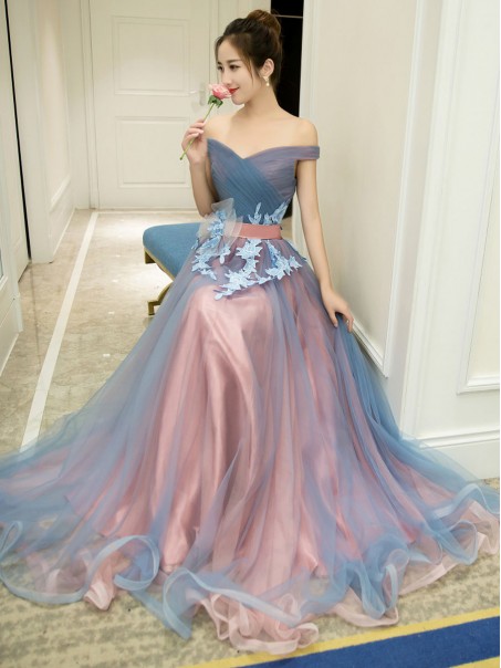 A-Line Off-the-Shoulder Tulle Long Prom Dresses Formal Evening Dresses 996021637 A-Line Off-the-Shoulder Tulle Long Prom Dresses Formal Evening Dresses 996021637