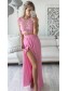 Two Pieces Lace See Through Top Chiffon Pink Prom Evening Formal Dresses 99602164