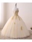 Ball Gown Sweetheart Gold Lace Appliques Long Prom Dresses Formal Evening Dresses 996021646
