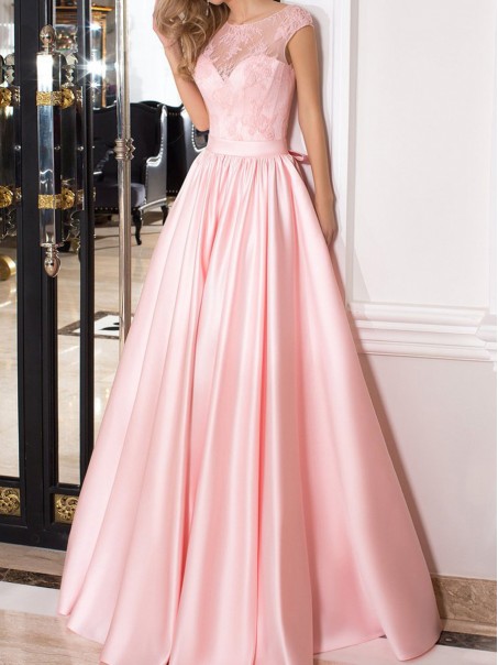 Long Pink Lace Satin Prom Dresses Formal Evening Dresses 996021654 Long Pink Lace Satin Prom Dresses Formal Evening Dresses 996021654