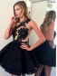 Black Lace Appliques Short Homecoming Cocktail Prom Evening Dresses 99602166