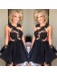 Black Lace Appliques Short Homecoming Cocktail Prom Evening Dresses 99602166
