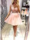 A-Line Short Pink Lace Prom Dresses Formal Evening Dresses 996021660