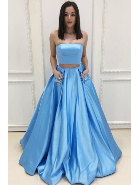 Long Blue Two Pieces Beaded Prom Dresses Formal Evening Dresses 996021667 Long Blue Two Pieces Beaded Prom Dresses Formal Evening Dresses 996021667