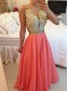 Gold Coral Long See Through Prom Evening Formal Dresses 99602167