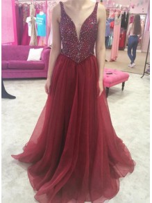 A-Line Beaded Long Prom Dresses Formal Evening Dresses 996021670