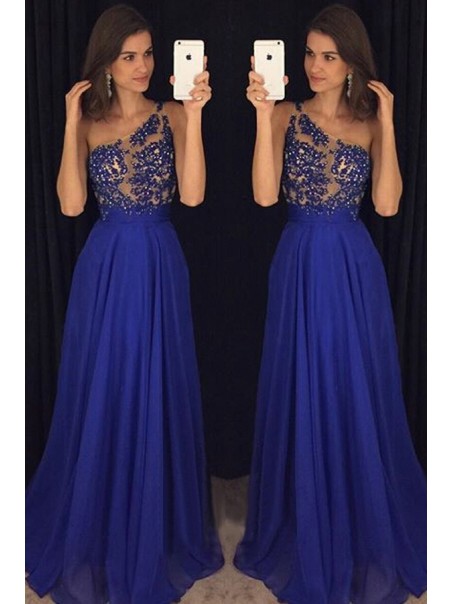 A-Line One-Shoulder Long Blue Beaded Lace Chiffon Prom Dresses Formal Evening Dresses 996021679 A-Line One-Shoulder Long Blue Beaded Lace Chiffon Prom Dresses Formal Evening Dresses 996021679