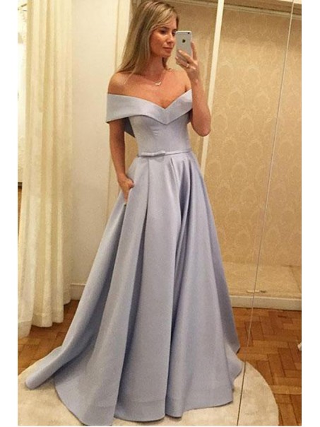 A-Line Off-the-Shoulder Long Prom Dresses Formal Evening Dresses 996021680