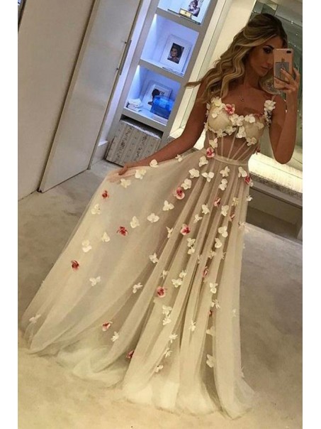 A-Line Sweetheart Long Prom Dresses Formal Evening Dresses with Flowers 996021689 A-Line Sweetheart Long Prom Dresses Formal Evening Dresses with Flowers 996021689