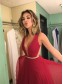 Long Red Pleated Prom Evening Formal Dresses 99602169