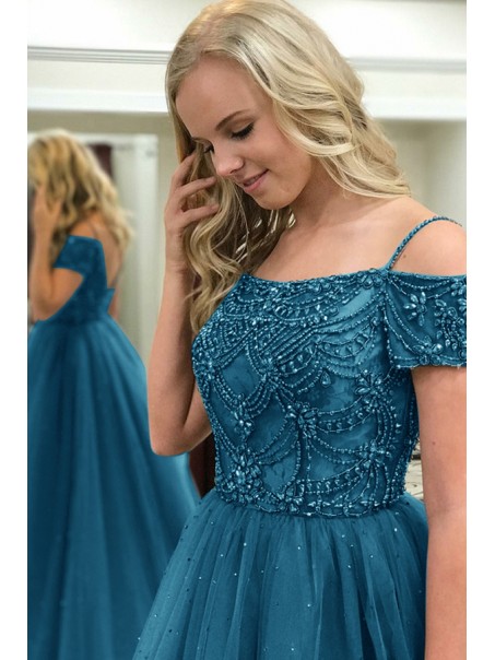 Beaded Tulle Long Prom Dresses Formal Evening Dresses 996021692