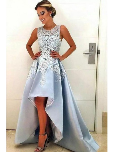 High Low Lace Satin Prom Dresses Formal Evening Dresses 996021696