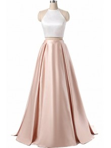 Halter Two Pieces Satin Long Prom Dresses Formal Evening Dresses 996021700 Halter Two Pieces Satin Long Prom Dresses Formal Evening Dresses 996021700