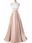 Halter Two Pieces Satin Long Prom Dresses Formal Evening Dresses 996021700
