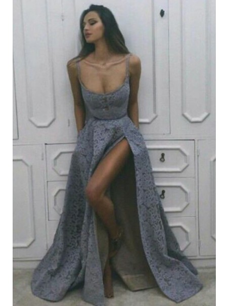 Sexy Spaghetti Straps Lace Long Prom Dresses Formal Evening Dresses 996021701
