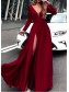 A-Line Long Sleeves V-Neck Long Prom Dresses Formal Evening Dresses 996021702 A-Line Long Sleeves V-Neck Long Prom Dresses Formal Evening Dresses 996021702