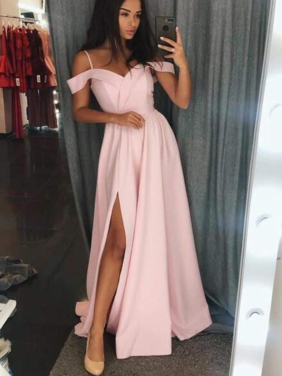 Long pink dress formal Clearance