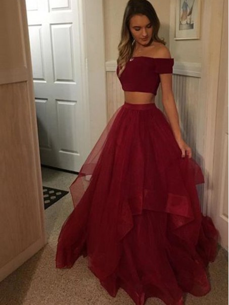 Two Pieces Off the Shoulder Long Prom Dresses Formal Evening Dresses 996021711