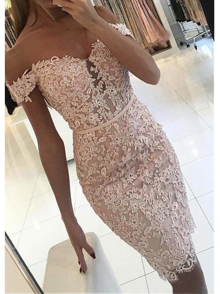 Elegant Short Lace Off-the-Shoulder Prom Dress Formal Evening Dresses 996021717