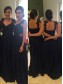 Navy Blue Lace Appliques Chiffon Long Bridesmaid Dresses Prom Evening Gowns 99602198